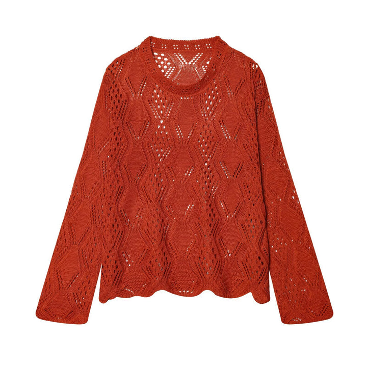 Women's open-knit sweater with cable pattern and curved hem Mune Fashion