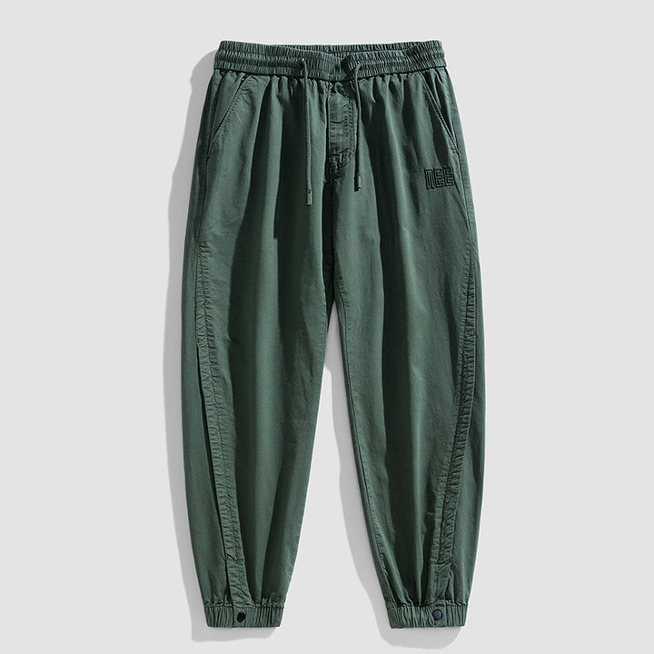 Herren Leichte Baumwoll-Joggerhose mit Tunnelzug, elastischem Knöchelabschluss und dezenter Logostickerei Mune Fashion
