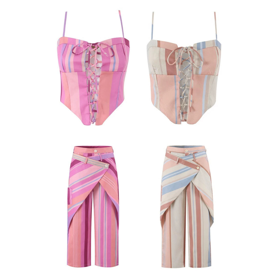Women's Wrap Pants with Wide Leg and Asymmetrical Overlay Mune Fashion