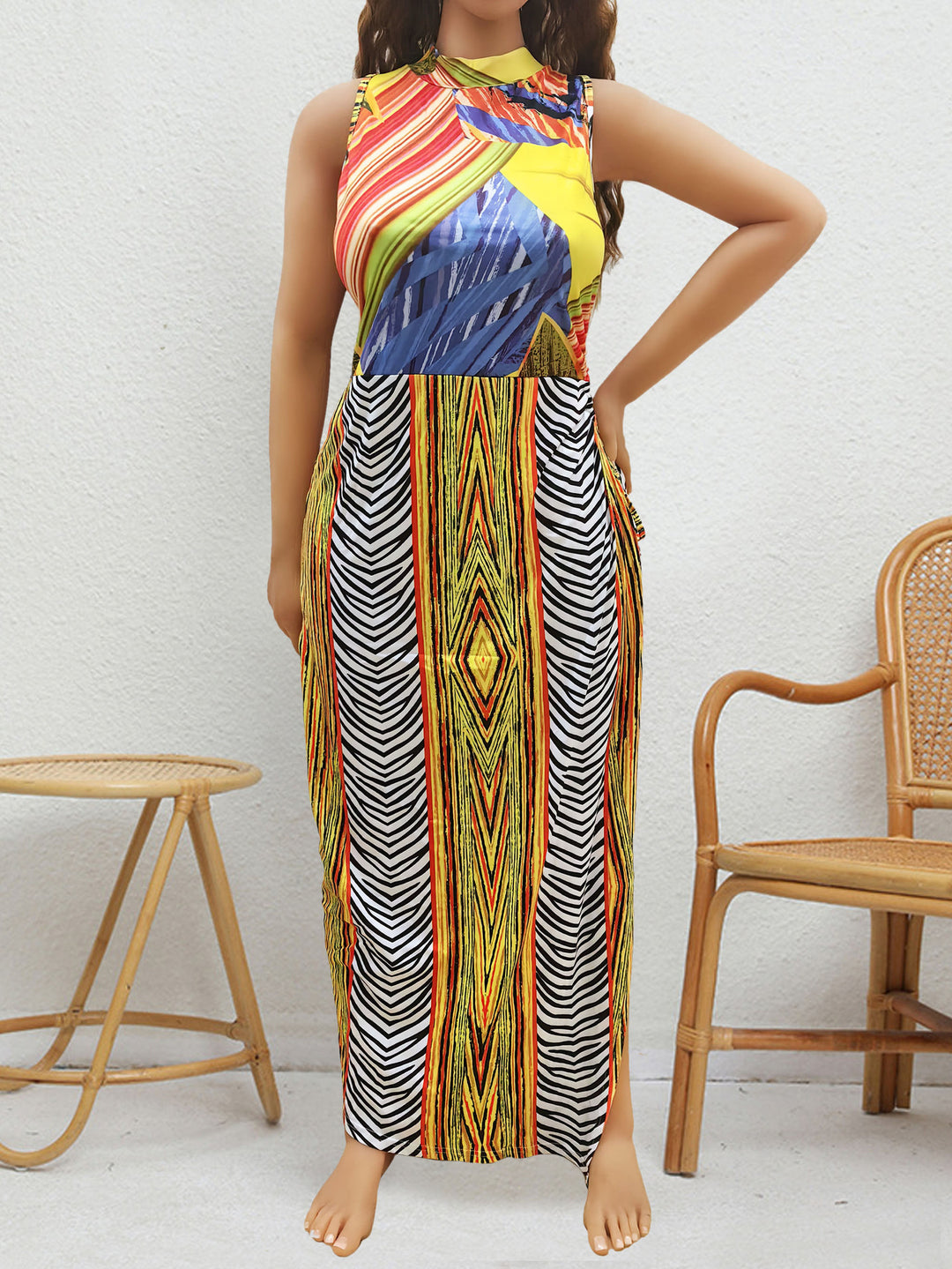 Women's Maxi Dress with Cheerful Pattern Mune Fashion