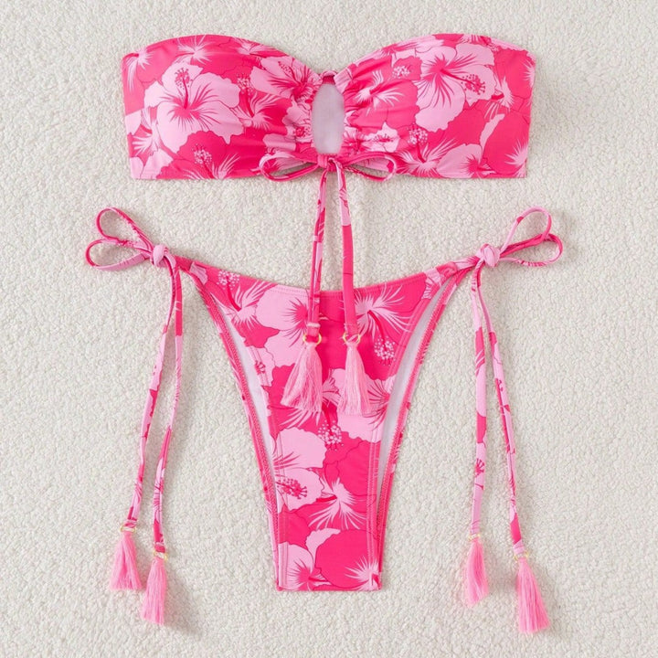 Women's bandeau bikini with stylish cut-out and side tie straps Mune Fashion
