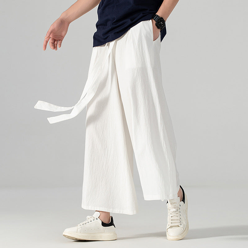 Women's Culotte-Style Skirt Pants with Wide Leg and Ties Belt Mune Fashion