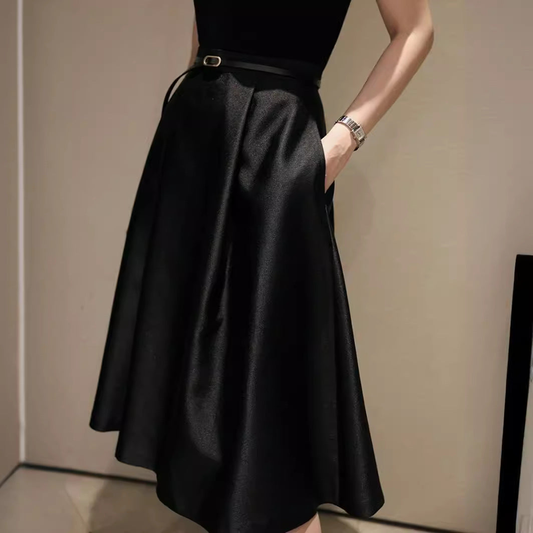 Ladies Elegant Midi Tulle Skirt with Swirling Hem Mune Fashion
