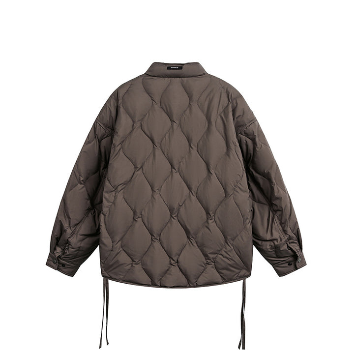 Men's Short Quilted Oversized Insulation Jacket with Diamond Quilting Mune Fashion