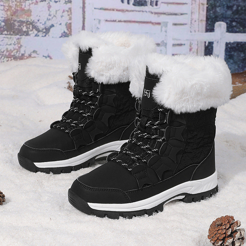 Ladies thermal snow boots with quilted insulation, teddy lining, and grippy profile sole Mune Fashion