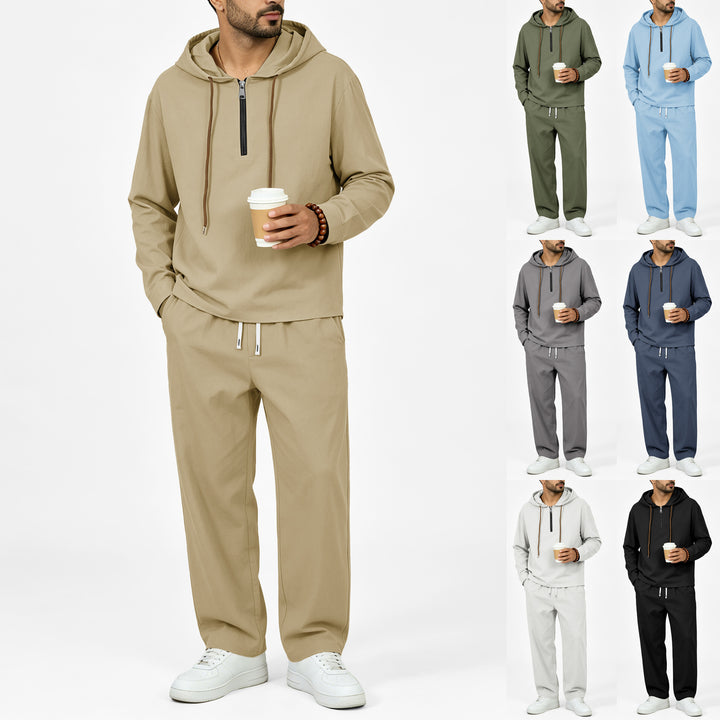 Men's Lightweight Half-Zip Hoodie in Relaxed Fit with Drawstring Mune Fashion
