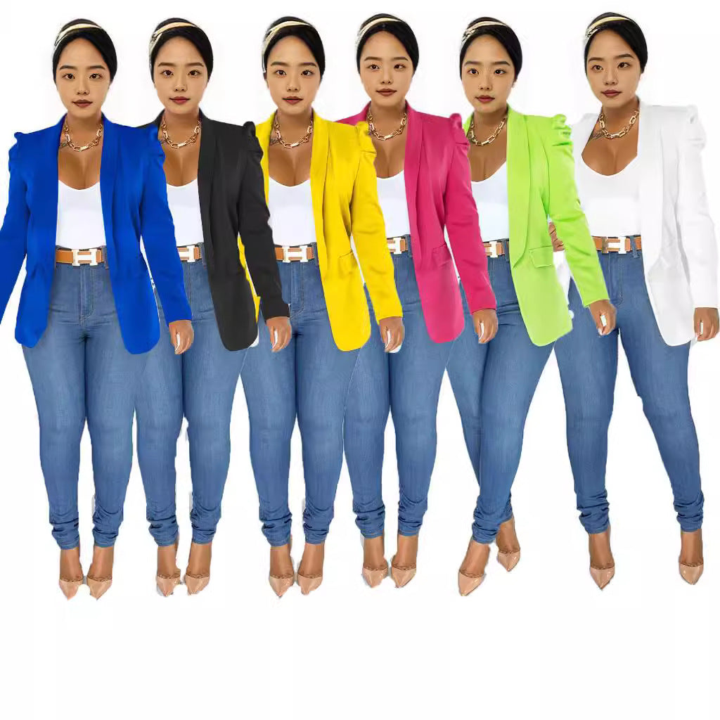 Women's tailored blazer with structured shoulder details and open lapel Mune Fashion
