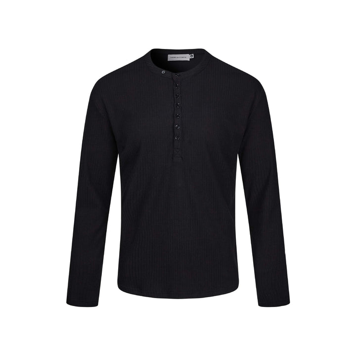 Men's Thermal Waffle Shirt with Henley Button Placket Mune Fashion