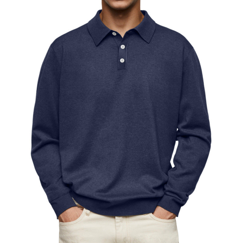 Men's fine knit polo shirt with button placket and ribbed cuffs Mune Fashion
