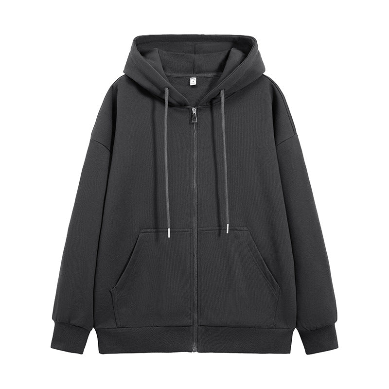 Unisex Oversize Hoodie Fleece Jacket with Boxy Cut and Metal Zipper Drune