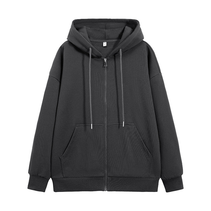 Unisex Oversize Hoodie Fleece Jacket with Boxy Cut and Metal Zipper Drune