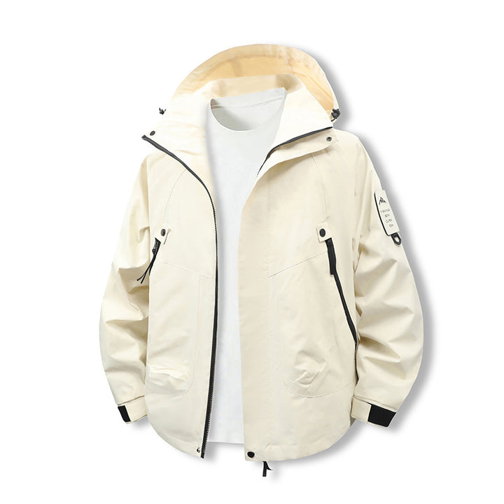 Men's Wind and Water Resistant Softshell Utility Jacket with Hood Mune Fashion