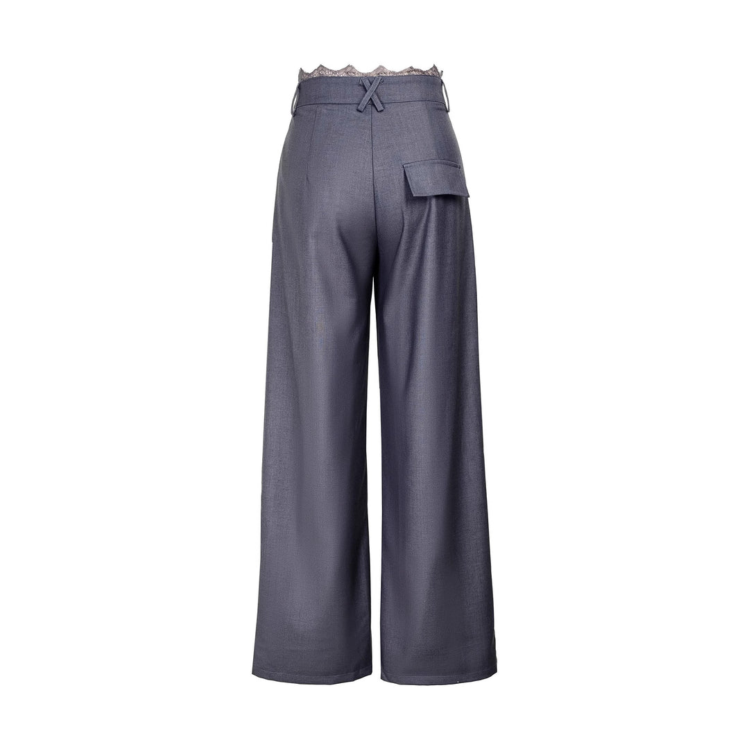 Women Stylish High-Waist Pants with Decorative Waistband Mune Fashion