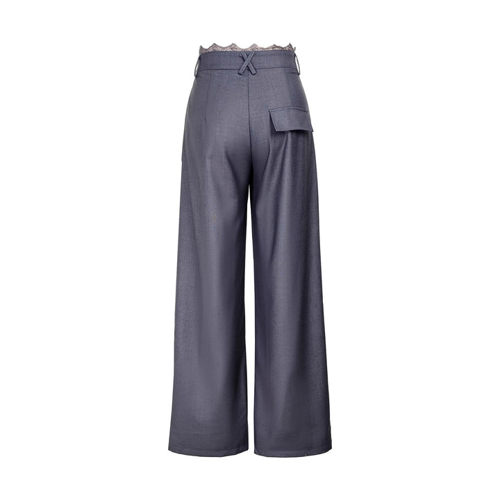 Women Stylish High-Waist Pants with Decorative Waistband Mune Fashion