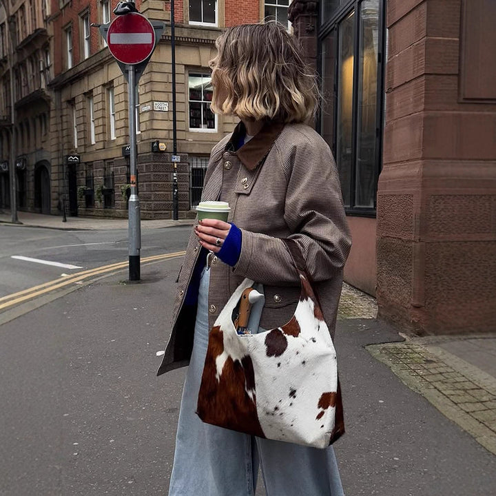 Women Oversize Boxy Jacket in Glencheck with Velvet Collar and Golden Decorative Buttons Mune Fashion