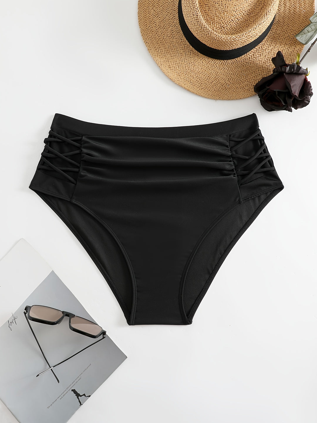 Women High-Waist Bikini Bottoms with Stylish Ruffle Details Mune Fashion