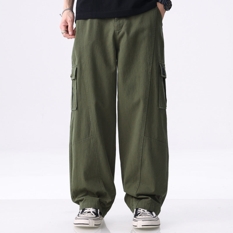 Men's loosely cut cotton cargo pants with applied side pockets and relaxed-fit Mune Fashion