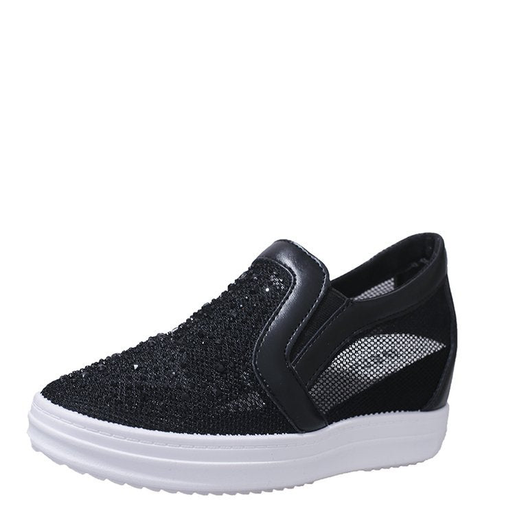 Damen Keil-Sneaker mit Glitzersteinen und atmungsaktivem Mesh Mune Fashion