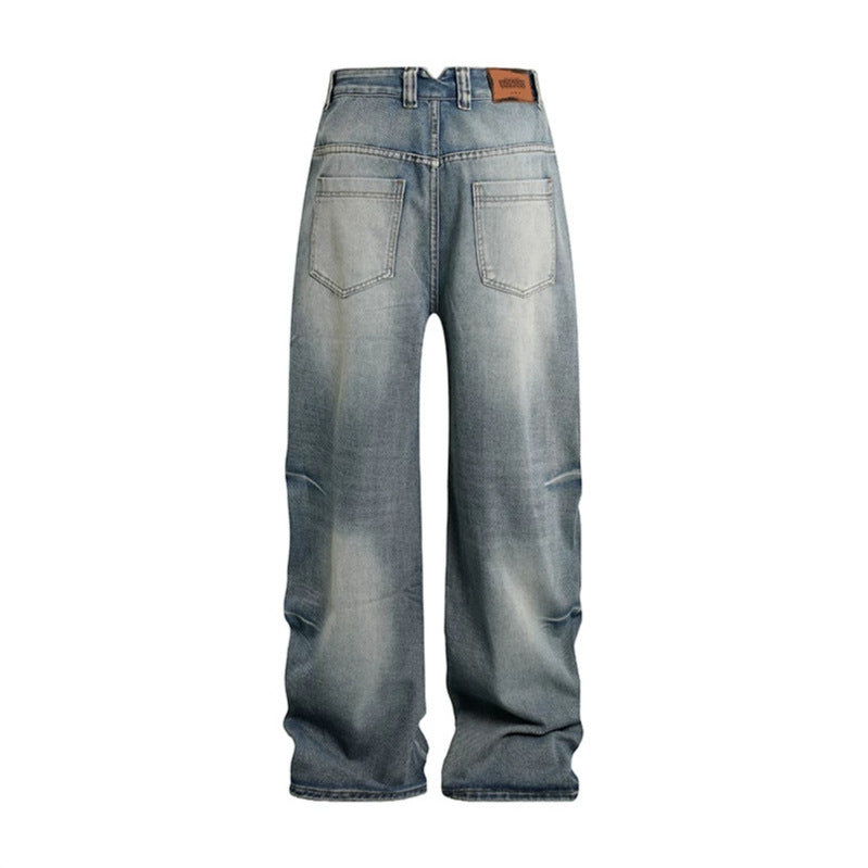 Women High-Waist Wide Denim Palazzo Jeans with Cargo Piping and Used Wash Mune Fashion