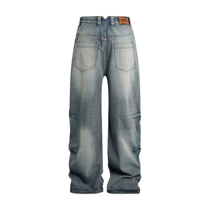 Women High-Waist Wide Denim Palazzo Jeans with Cargo Piping and Used Wash Mune Fashion