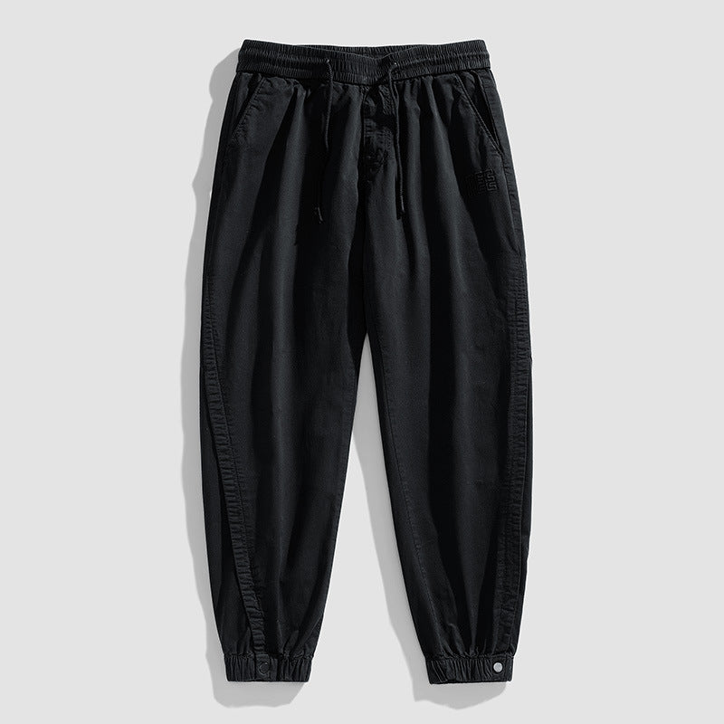 Herren Leichte Baumwoll-Joggerhose mit Tunnelzug, elastischem Knöchelabschluss und dezenter Logostickerei Mune Fashion