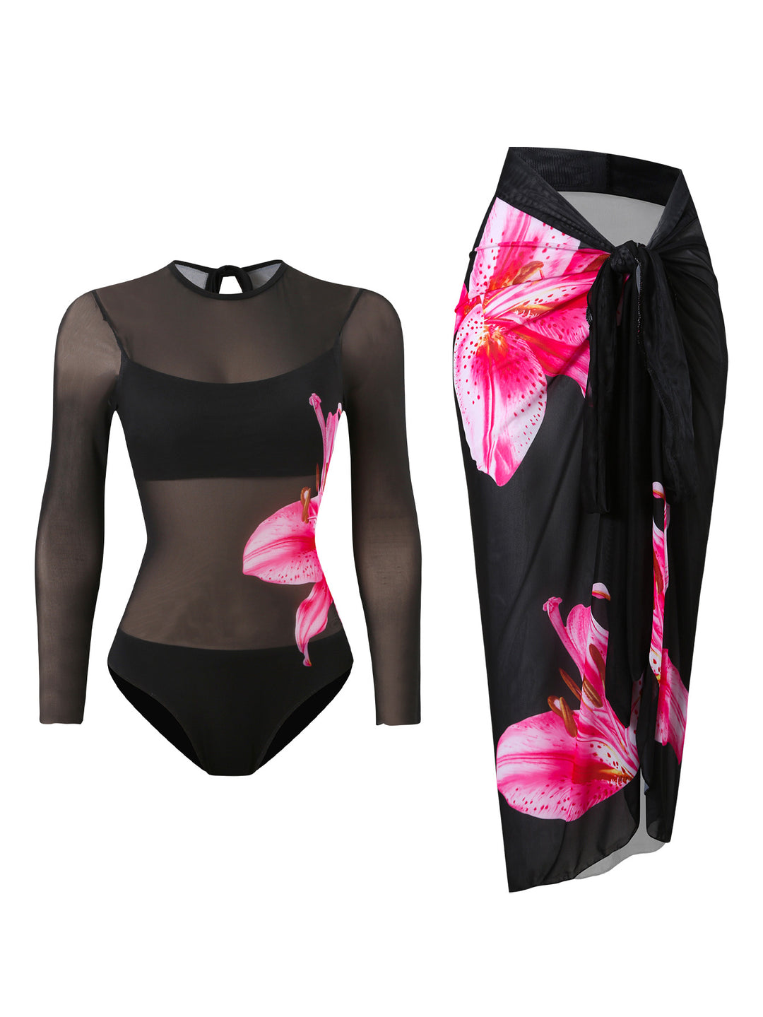 Women's swimsuit with elegant transparent wrap skirt Mune Fashion