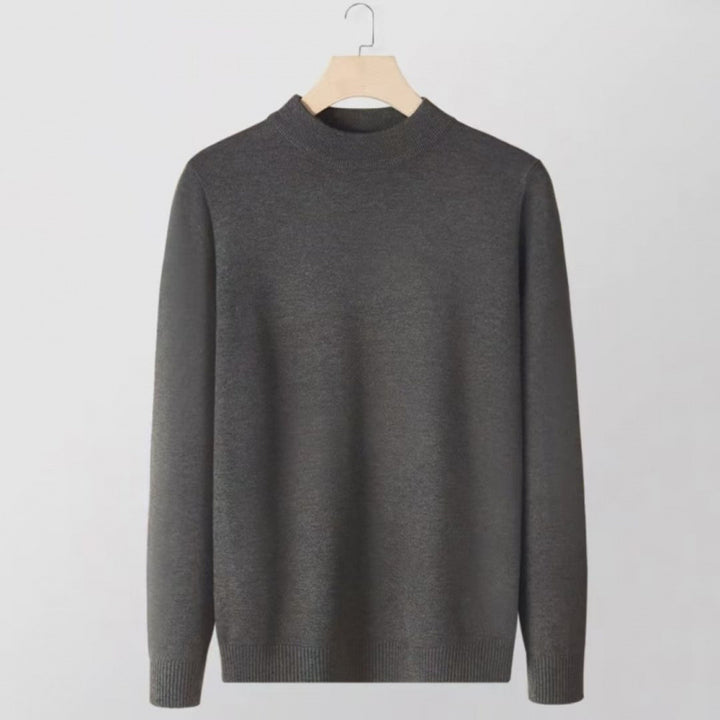 Women's fine knit stand collar pullover made of cotton blend with ribbed cuffs Mune Fashion