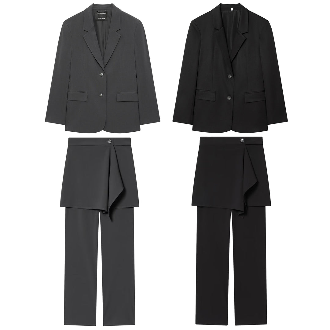 Women's nan Highwaist pants with wide leg and asymmetrical wrap skirt overlay Mune Fashion