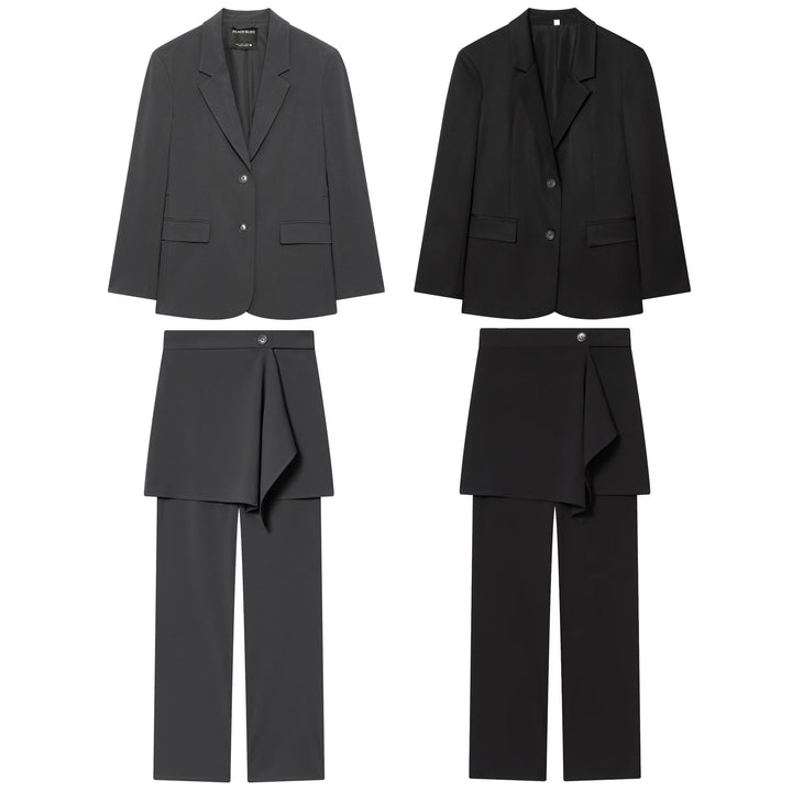 Women's nan Highwaist pants with wide leg and asymmetrical wrap skirt overlay Mune Fashion
