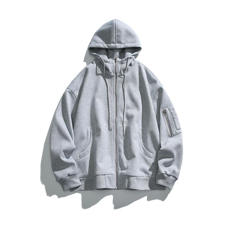 Unisex Oversize Hoodie Jacket with Front Zipper, Arm Pocket and Ribbed Hem Mune Fashion