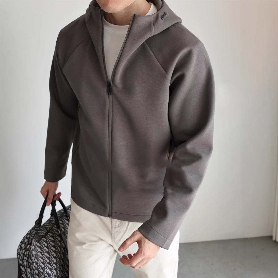 Men's Lightweight Hooded Jacket made of Technical Jersey with Concealed Zipper Mune Fashion
