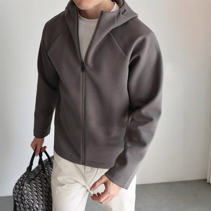 Men's Lightweight Hooded Jacket made of Technical Jersey with Concealed Zipper Mune Fashion
