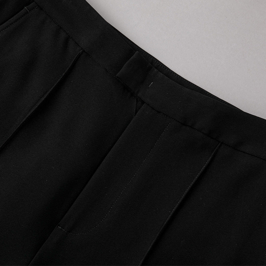 Women's High-Waist Pants with Wide Flare and Crease Mune Fashion