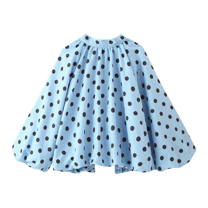 Women Wide Polka Dot Cape in A-Line Cut Made of Lightweight Rain Material Mune Fashion
