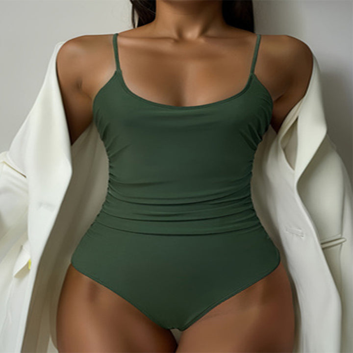 Women's One-Piece Swimsuit with Ruffled Design and Adjustable Straps Mune Fashion