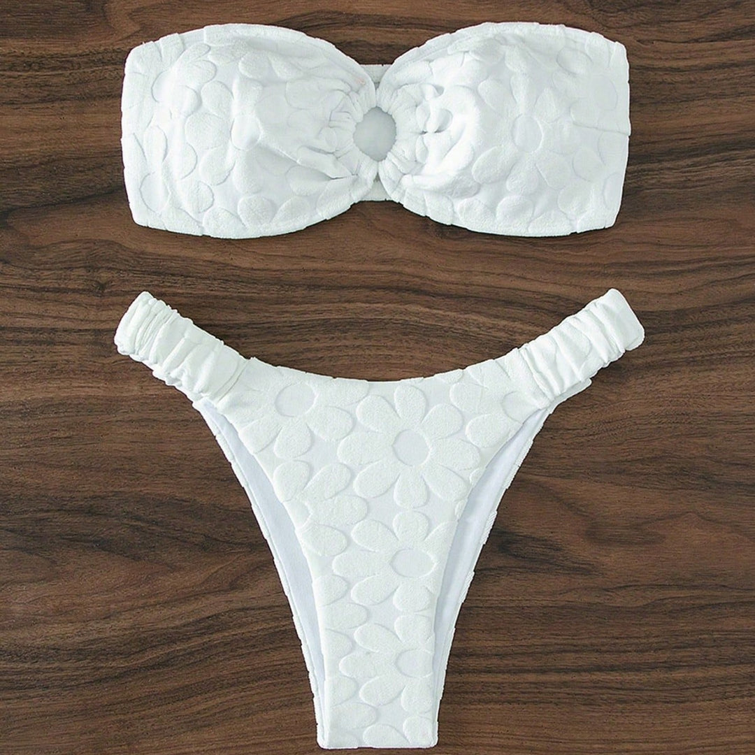 Ladies bandeau bikini with floral texture Mune Fashion