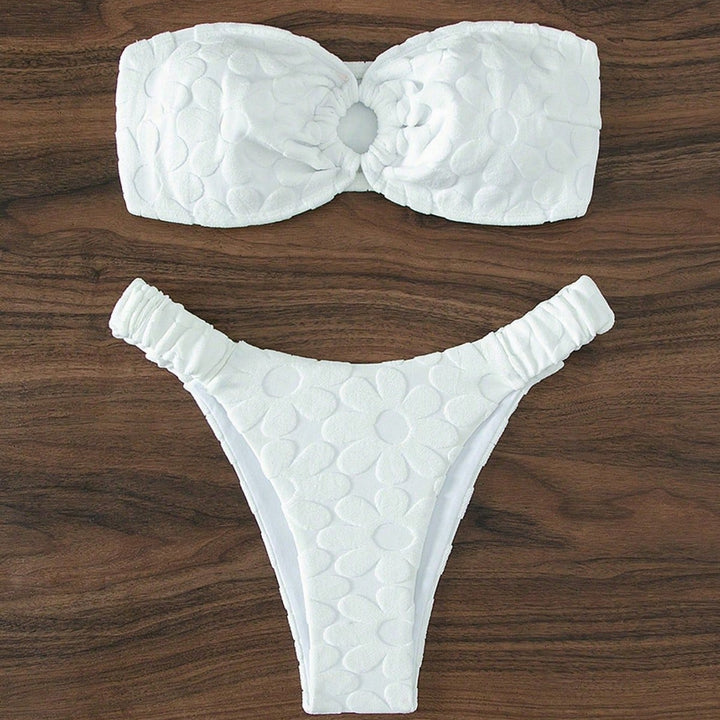 Ladies bandeau bikini with floral texture Mune Fashion