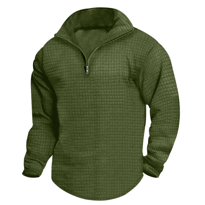 Men's padded thermal half-zip with waffle texture, brushed lining, and rounded hem Mune Fashion