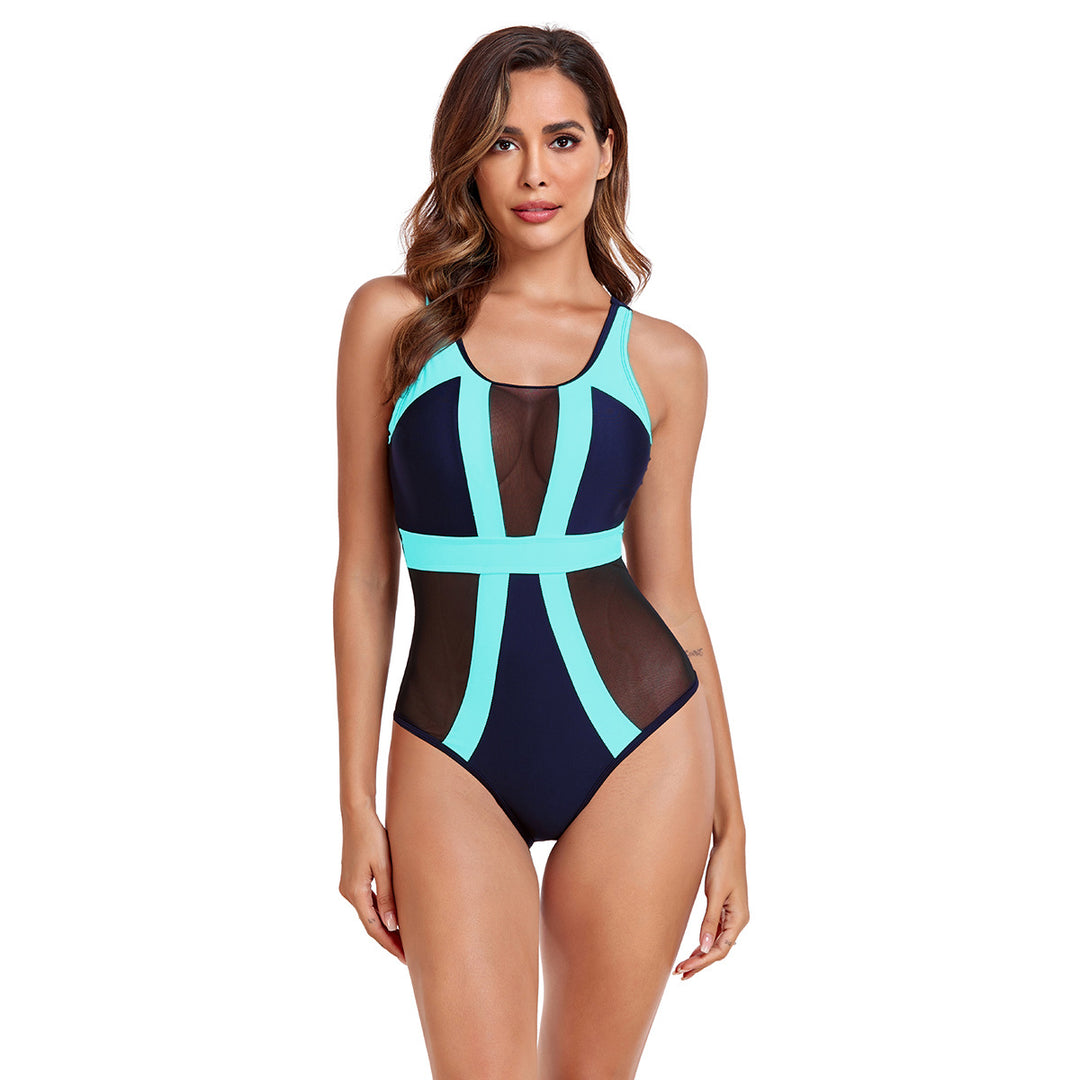 Women's Sporty One-Piece Swimsuit with Modern Mesh Design Mune Fashion