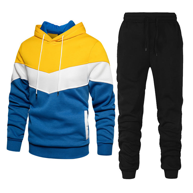 Men's Nano Athleisure Set with Chevron Hood, Fleece-Lined Pullover, and Slim-Fit Jogging Pants Mune Fashion