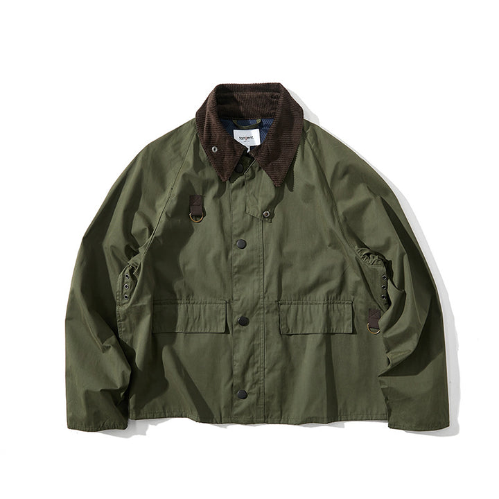 Men's Short Cut Utility Field Jacket with Cord Collar and D-Ring Details Mune Fashion