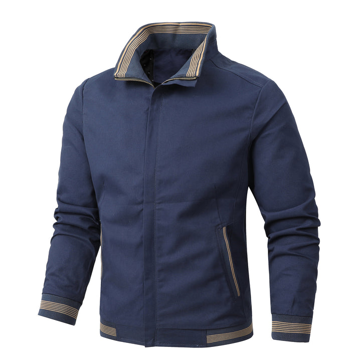 Men's Slim Fit Bomber Jacket in Field Style with Stand-Up Collar Mune Fashion