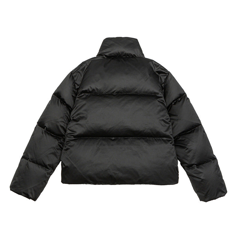 Women's short-cut lightweight thermal puffer jacket with stand-up collar and two-way zipper Mune Fashion
