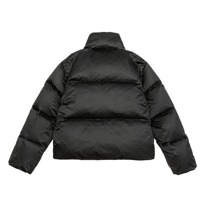 Women's short-cut lightweight thermal puffer jacket with stand-up collar and two-way zipper Mune Fashion