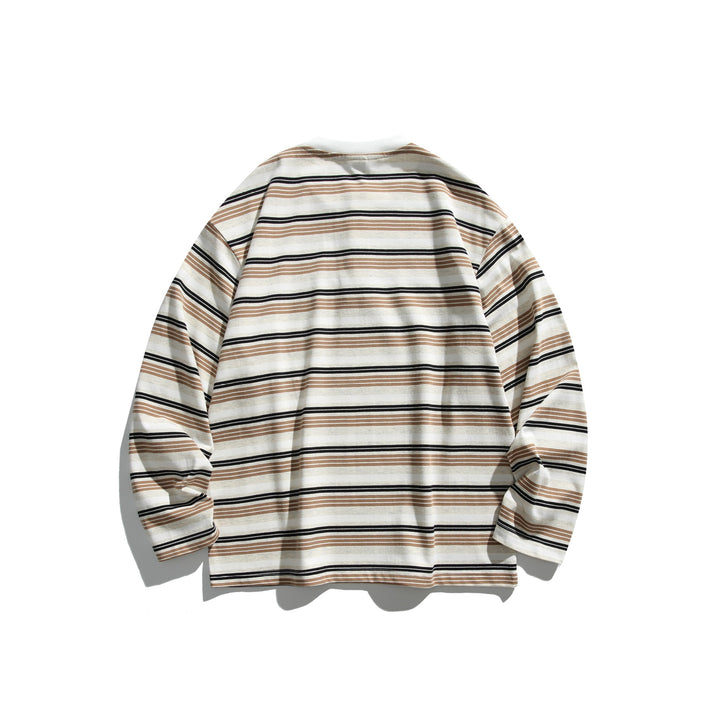 Unisex Oversized Henley shirt with button placket, striped structure and ribbed collar Mune Fashion
