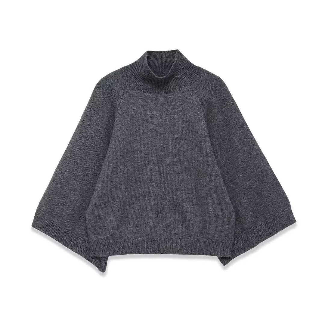 Women's nan kastiger turtleneck poncho sweater with raglan sleeves and elastic hem cuff Mune Fashion