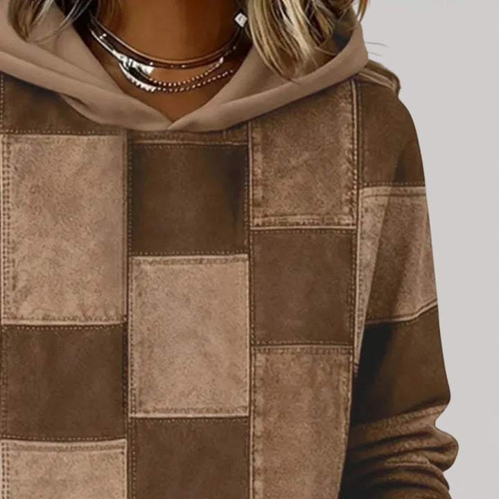 Women's Fashion Hoodie with Patchwork Design