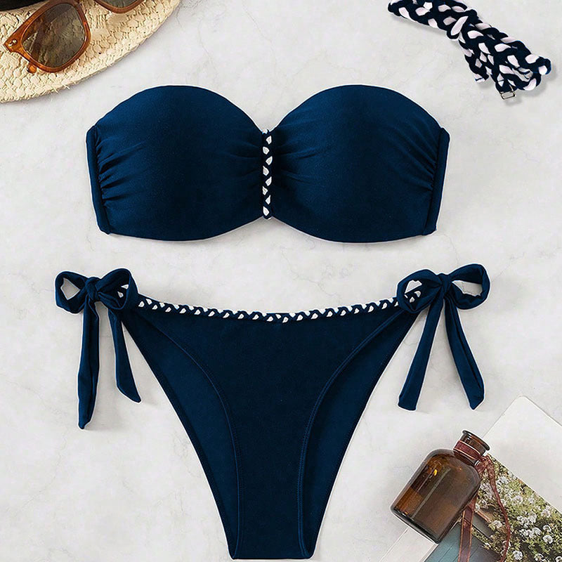 Women's bandeau bikini with decorative ties and sophisticated bust detail Mune Fashion