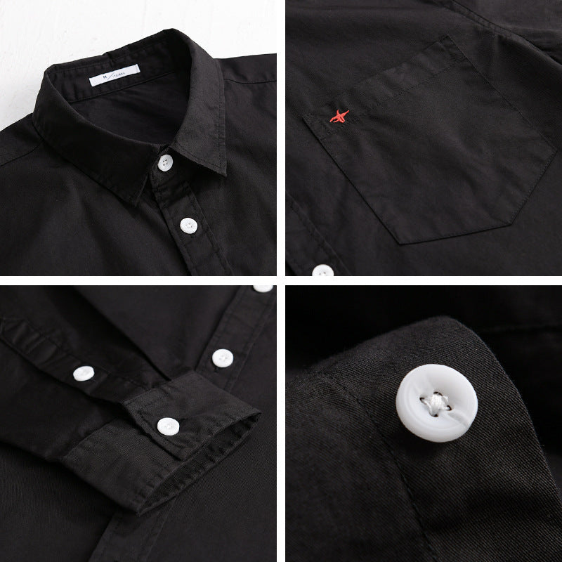 Men's lightweight cotton shirt in overshirt style with a Kent collar, chest pocket, and subtle mini embroidery Mune Fashion