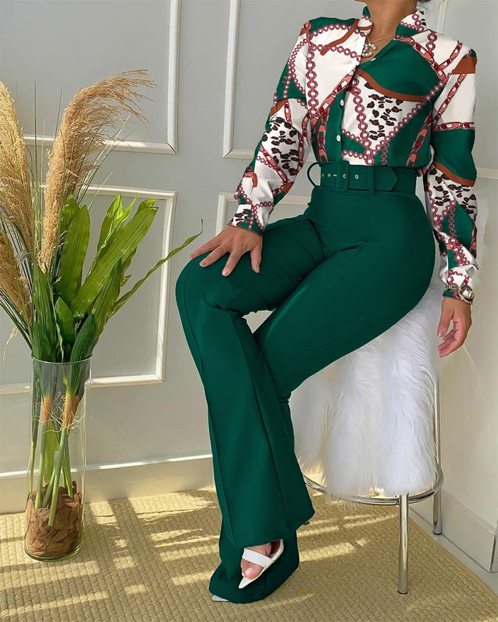 Women's high-waisted flared pants with wide waistband and body-shaping seams Mune Fashion